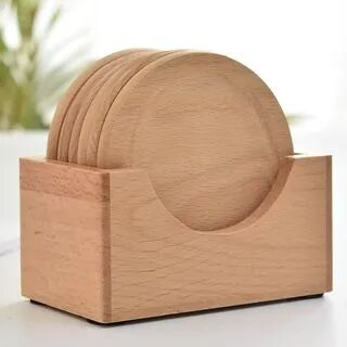 Elizobo Set of 6: Wooden Coaster with Holder  - Womens