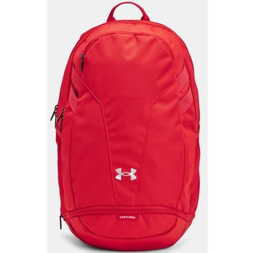 Under Armour Hustle 5.0 Backpack Red Metallic Silver 1364182-600