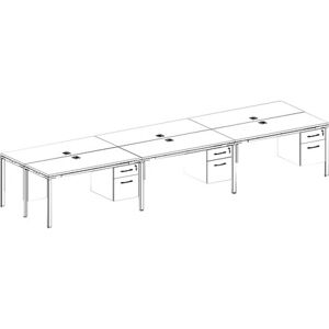 Boss 6 Desks 3 Side by Side and 3 Face to Face with 6 Pedestals