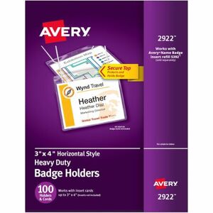 Avery Wholesale Name Tags & Badges: Discounts on Avery Heavy Duty Secure Top Badge Holders AVE2922
