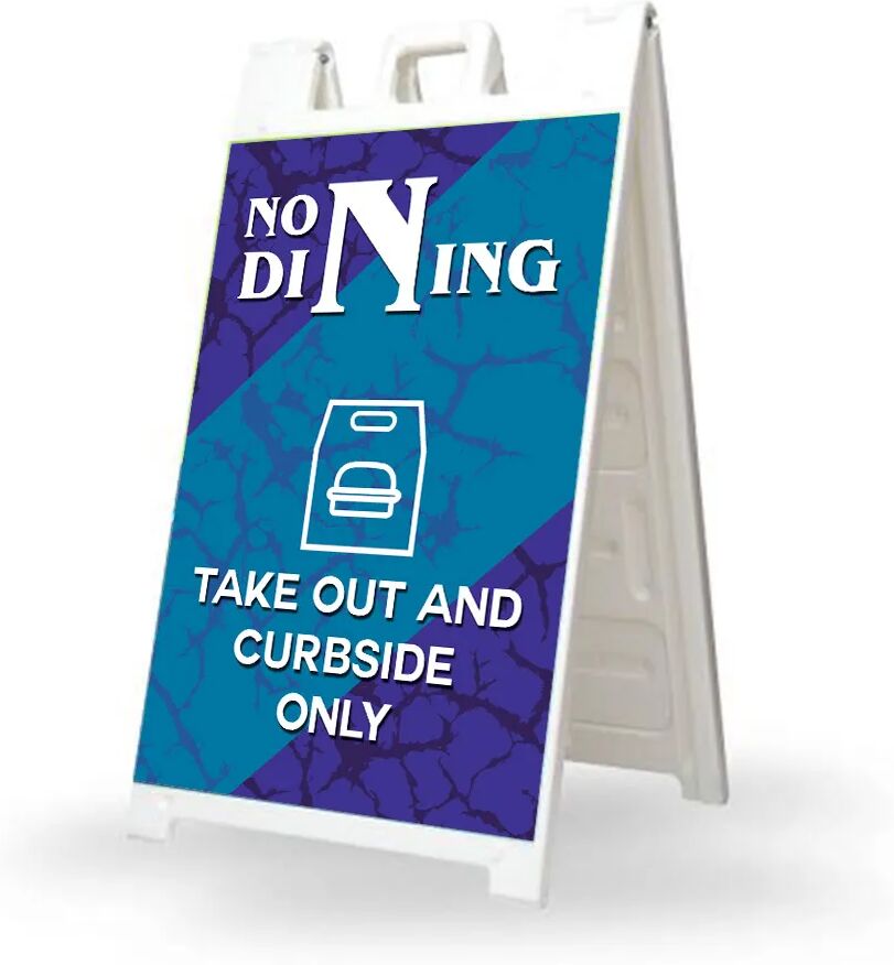 Bannerbuzz No Dining Take Out and Curbside Signicade White