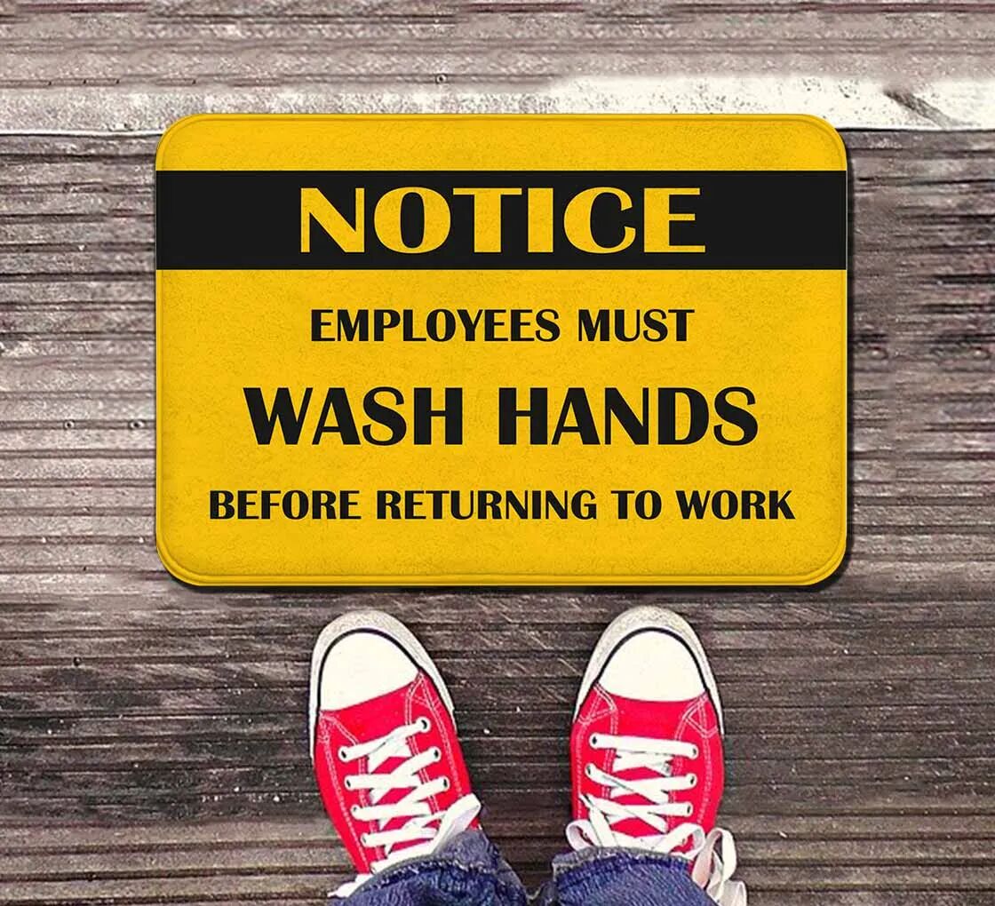 Bannerbuzz Notice Employees Must Wash Hands Indoor Floor Mats