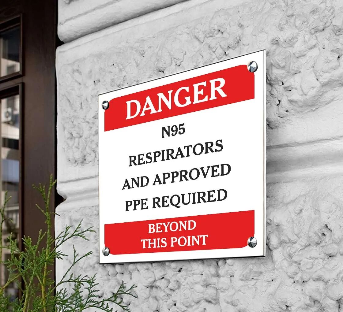 Bannerbuzz Danger Approved PPE Beyond this Point Acrylic Signs