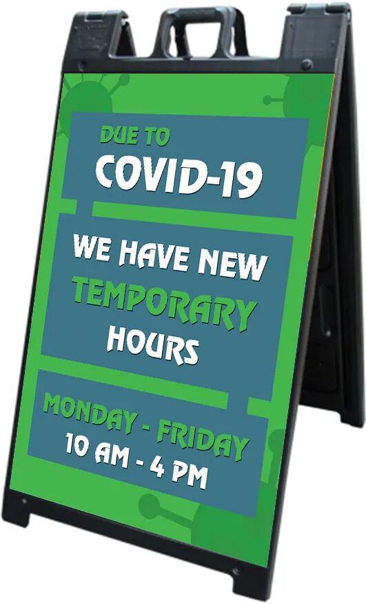 Bannerbuzz New Temporary Hours due to Covid-19 Signicade Black