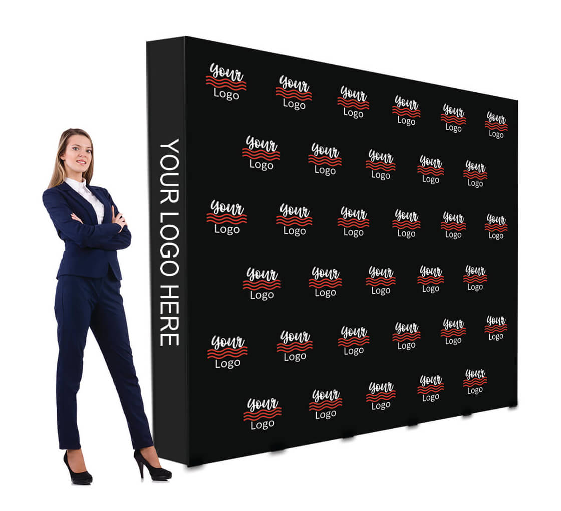 Bannerbuzz 10 ft x 8 ft Step and Repeat Fabric Pop Up Straight Display