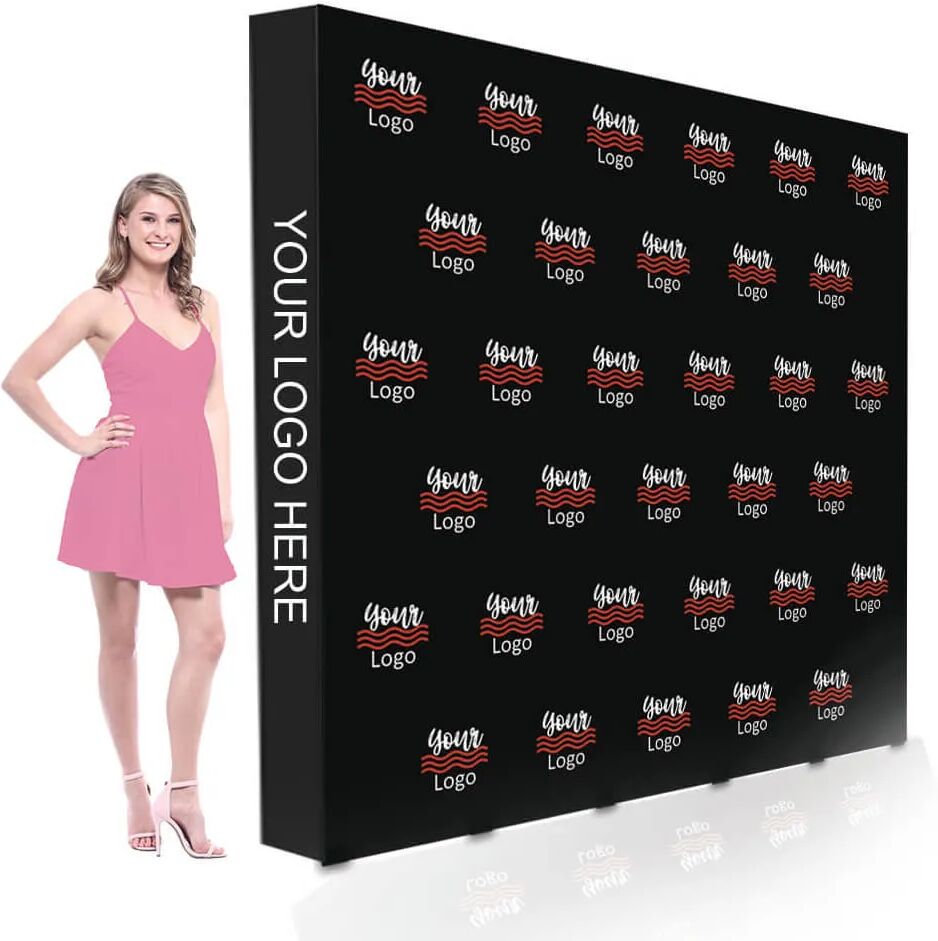 Bannerbuzz 8 ft x 8 ft Step and Repeat Fabric Pop Up Straight Display