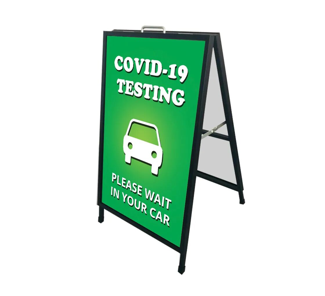 Bannerbuzz Covid-19 Testing Please Wait in your Car Metal Frames