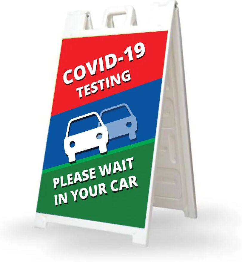 Bannerbuzz Covid-19 Testing Please Wait in your Car Signicade White