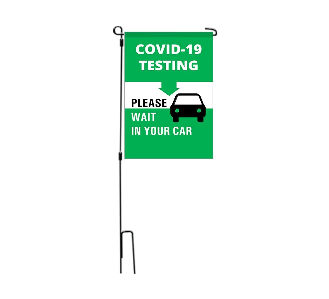 Bannerbuzz Covid-19 Testing Please Wait in your Car Garden Flags