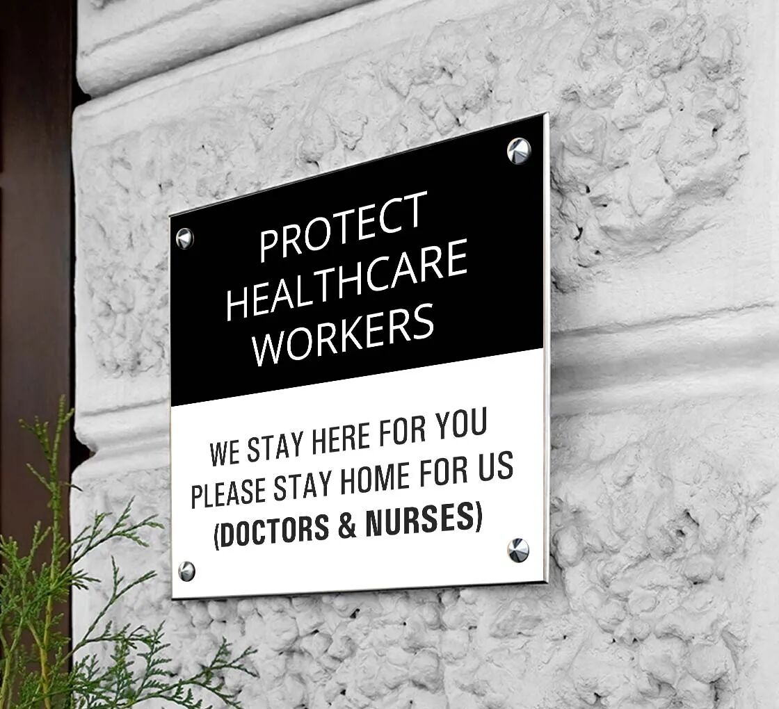 Bannerbuzz Protect Health Care Workers Stay at Home Acrylic Signs