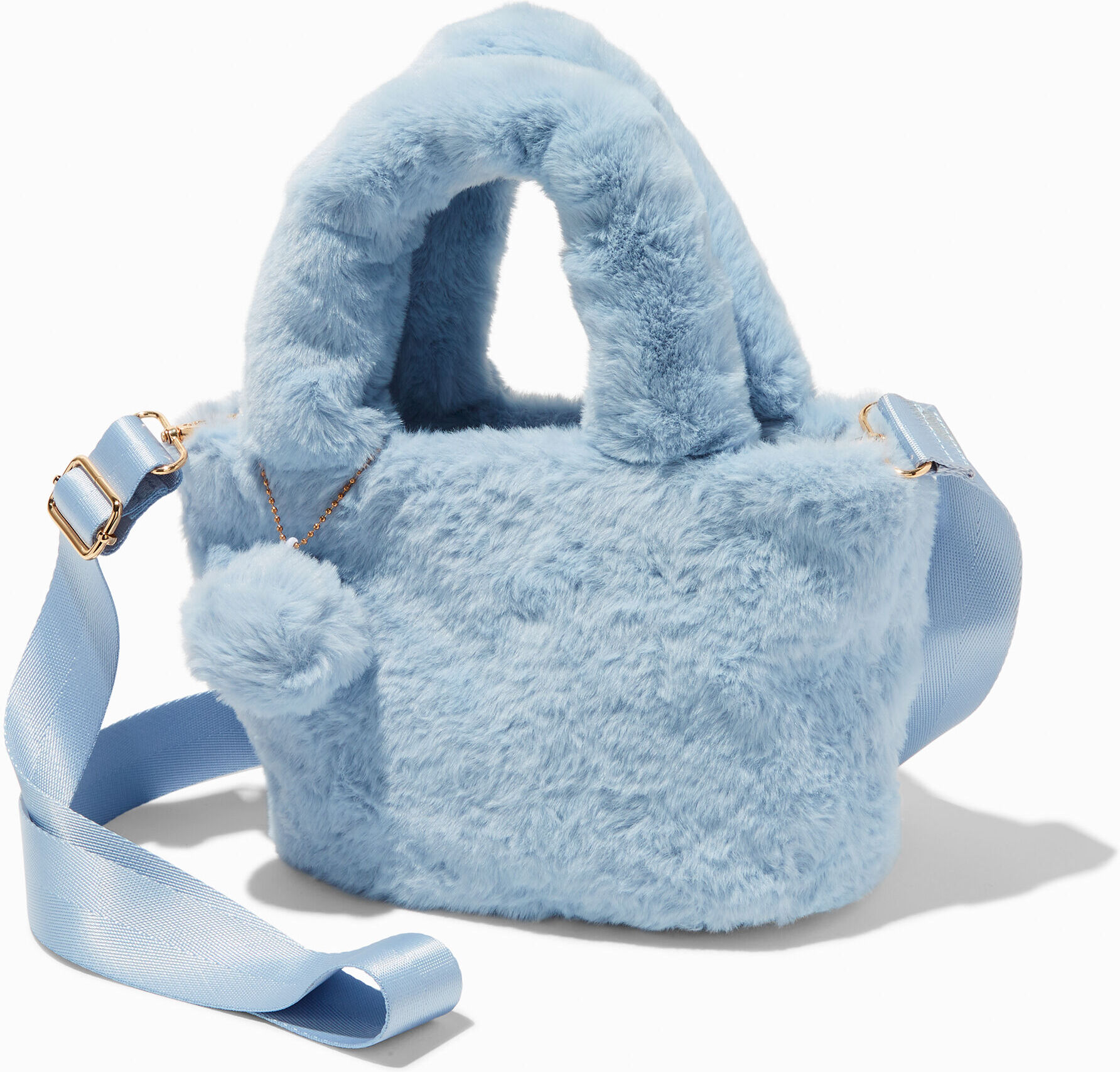 Claire's Furry Baby Blue Crossbody Tote Bag