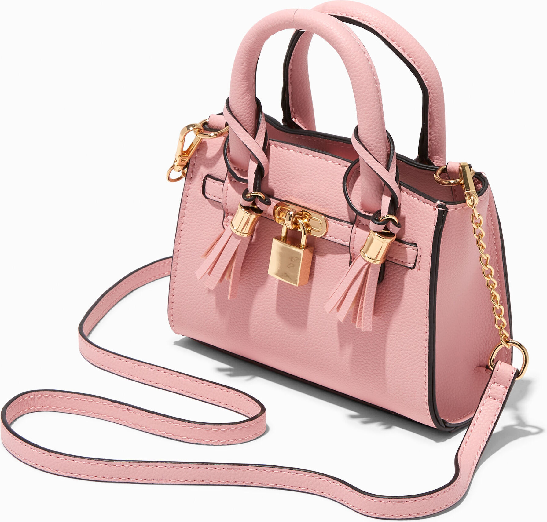 Claire's Light Pink Tassel Small Crossbody Bag Satchel