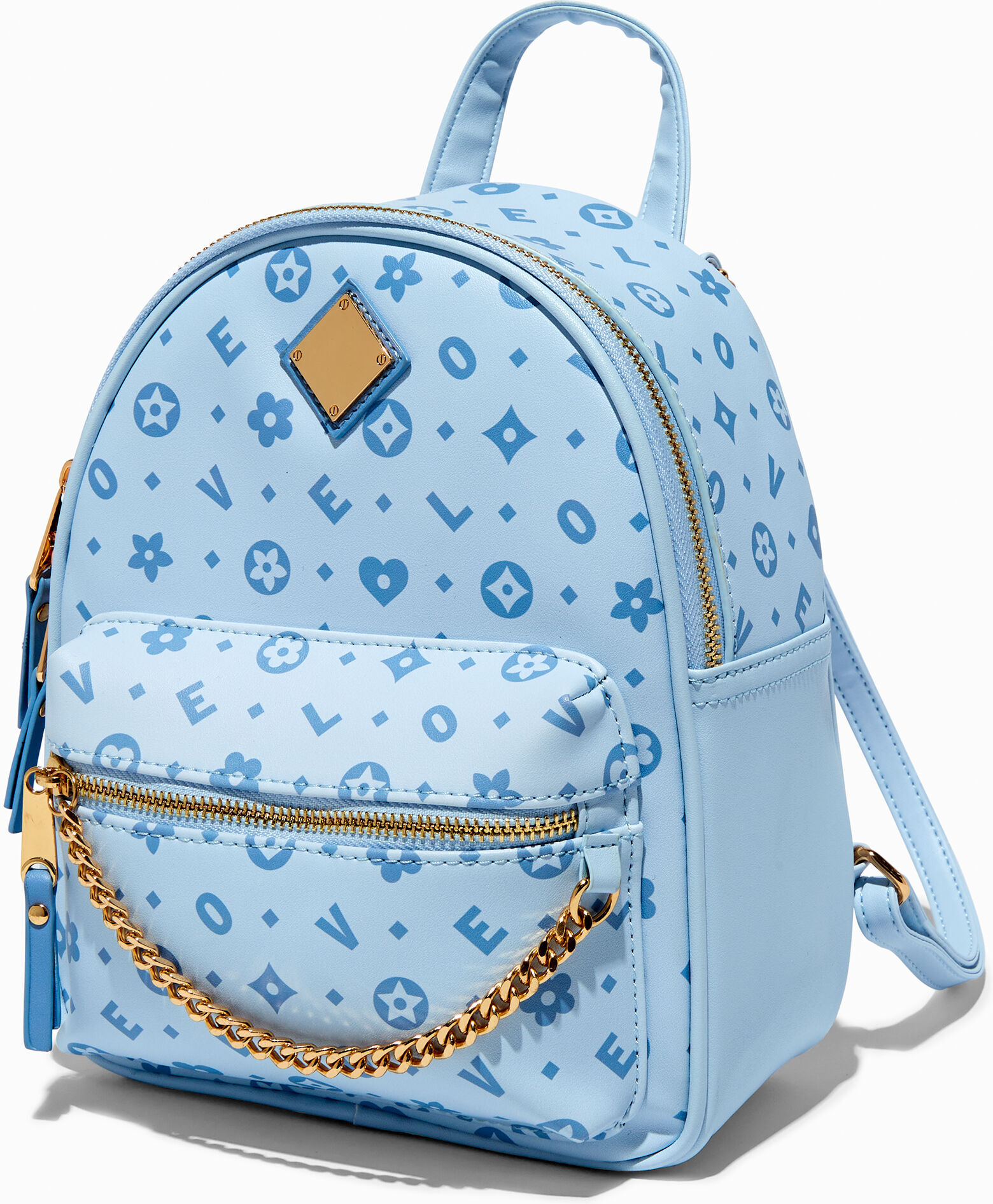 Claire's Blue Status Icons Medium Backpack