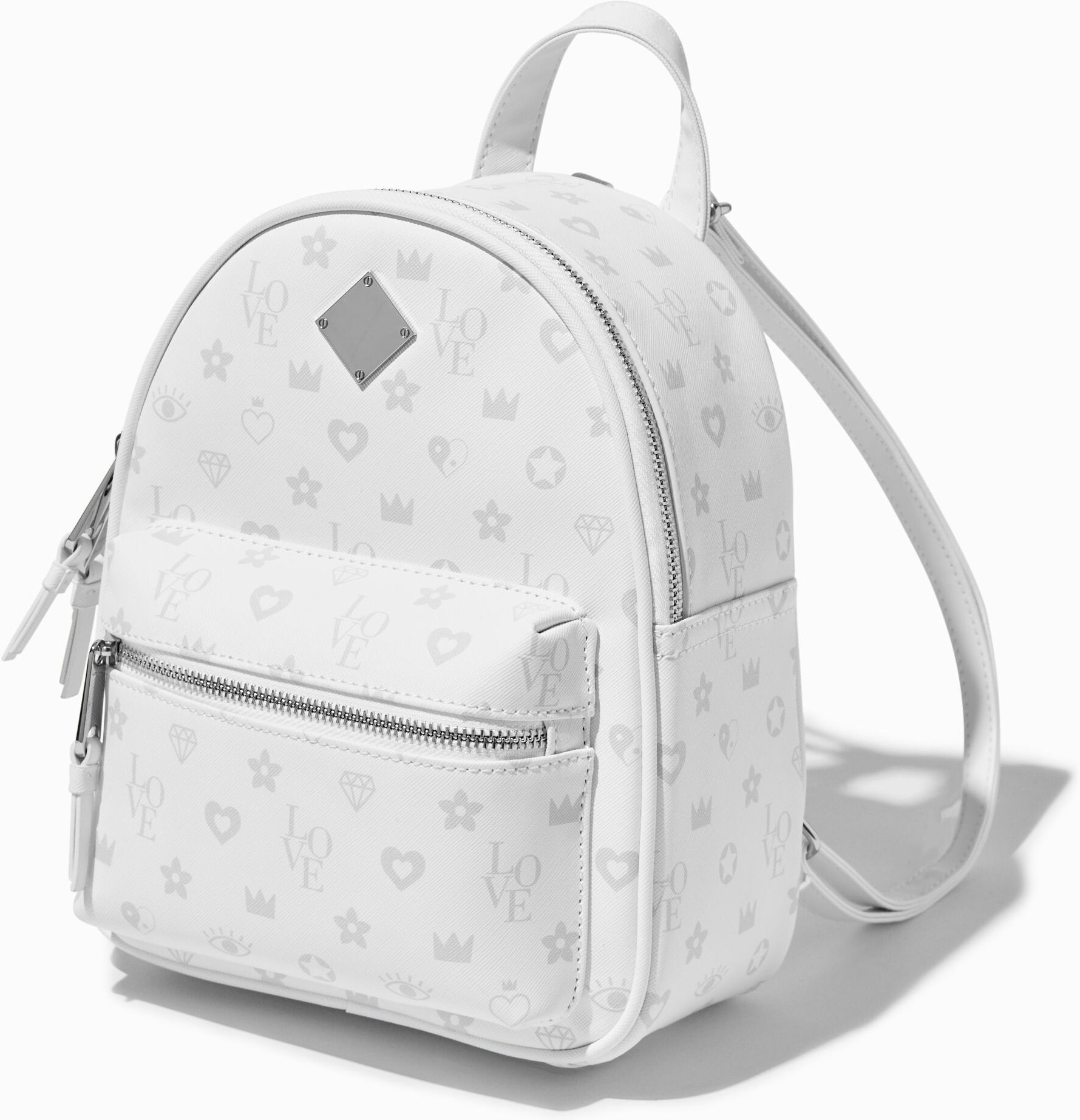 Claire's White Status Icons Small Backpack