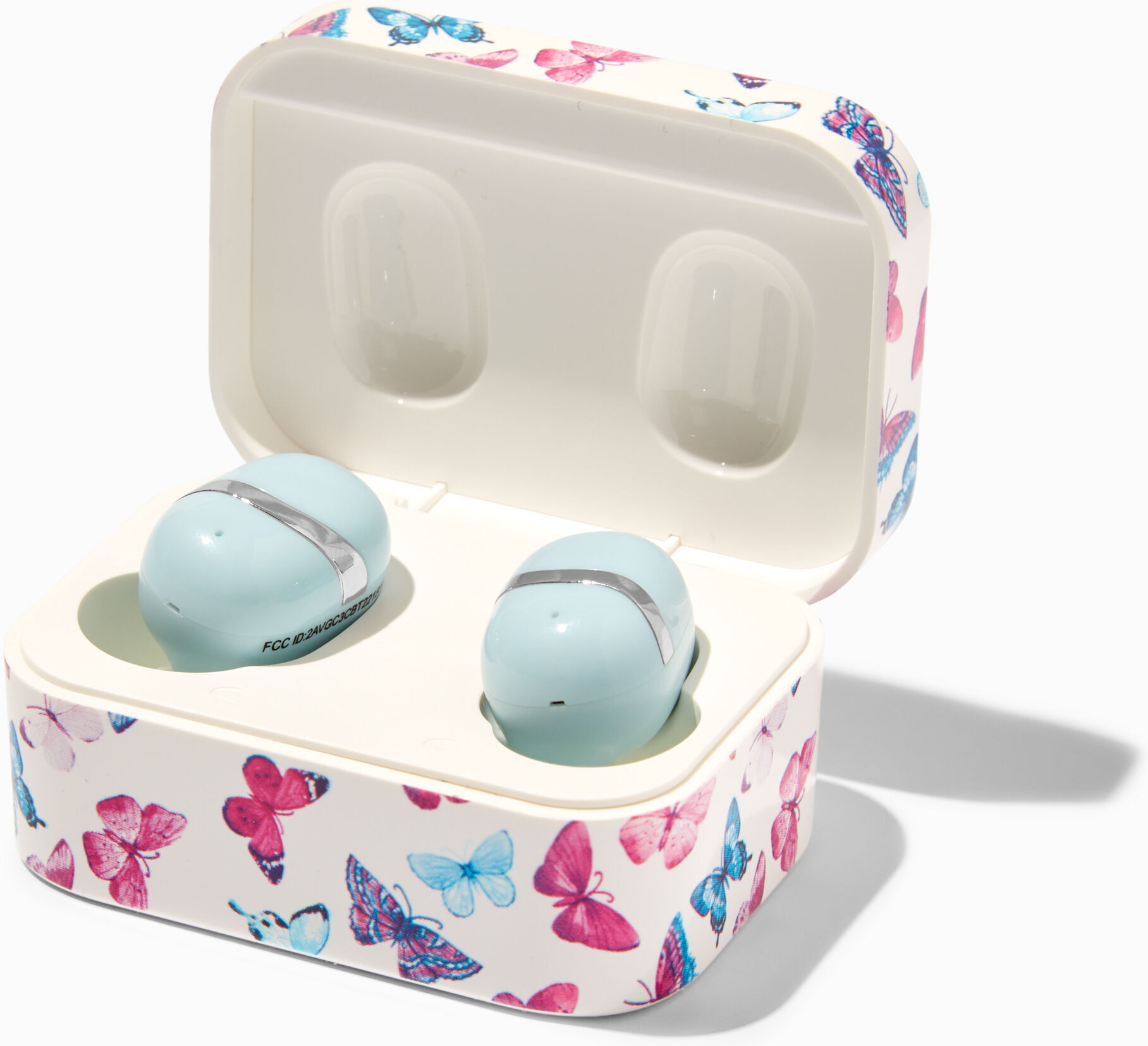 Claire's Wireless Earbuds in Case - Rainbow Butterfly