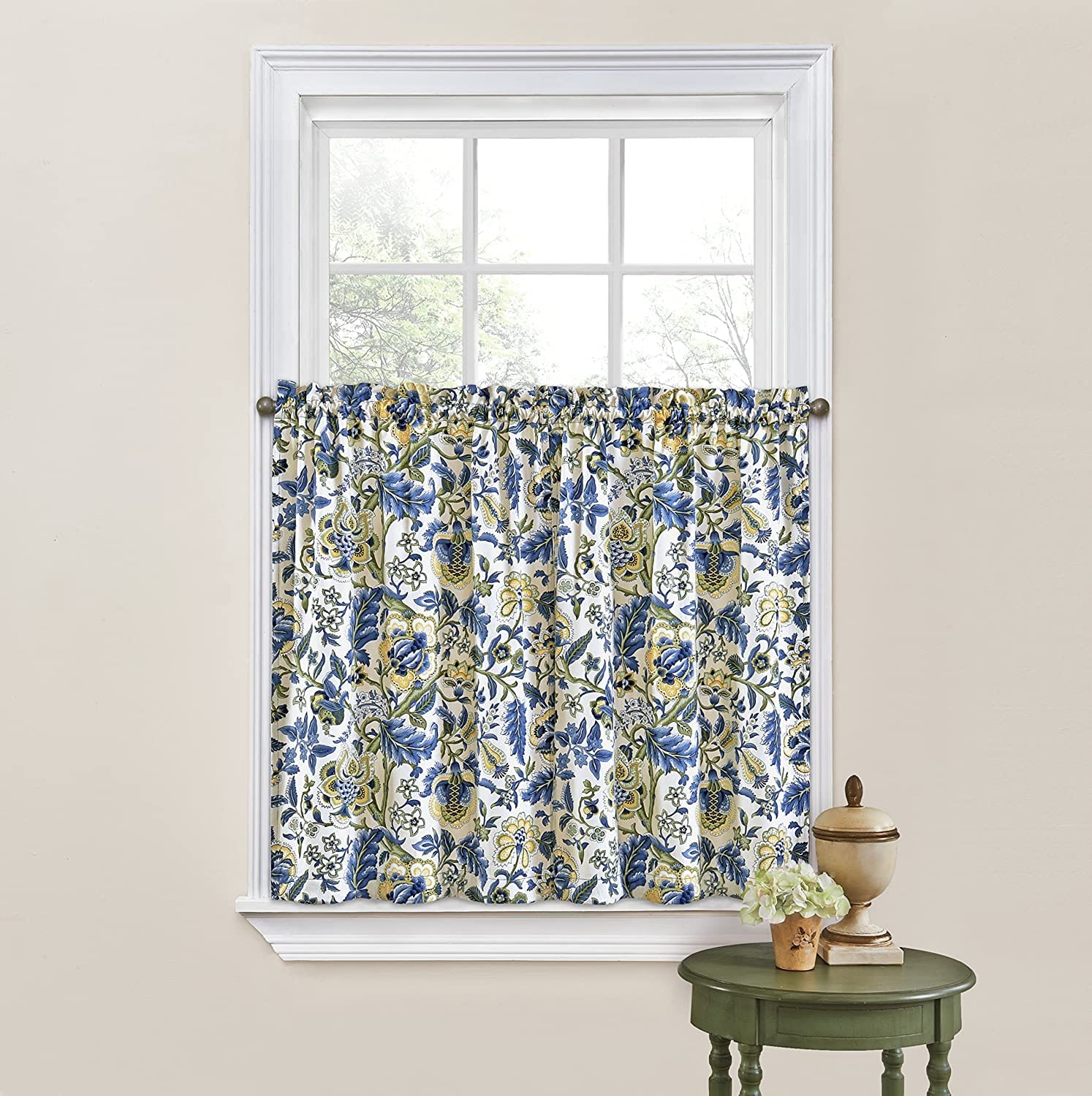 Imperial Dress by Waverly Tier Pair Curtain in Porcelain 52 x 36