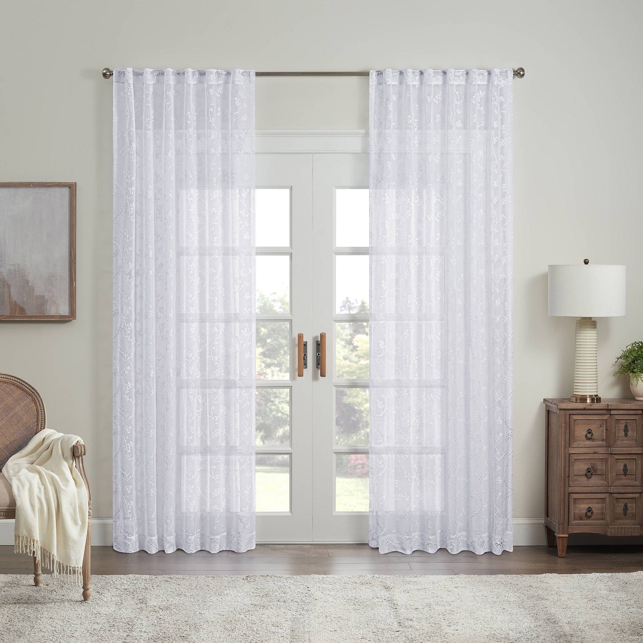 Indochine by Waverly Window Panel Curtain in White 50 x 108