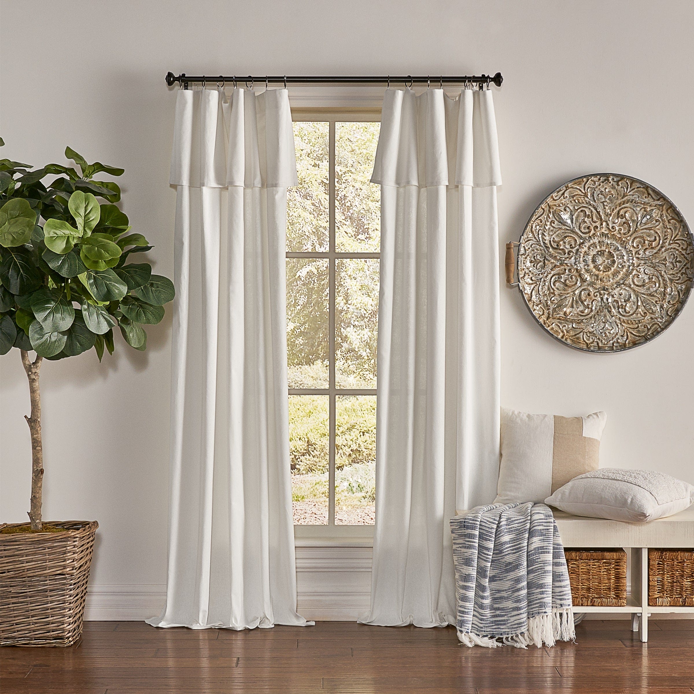 SureFit Mercantile Drop Cloth Solid Curtain Panel with Valance in Off White 50 x 63