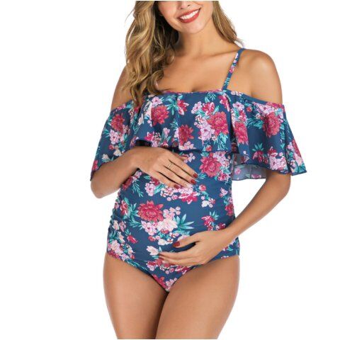 Lukalula Maternity Ruffle Printed Swimsuit