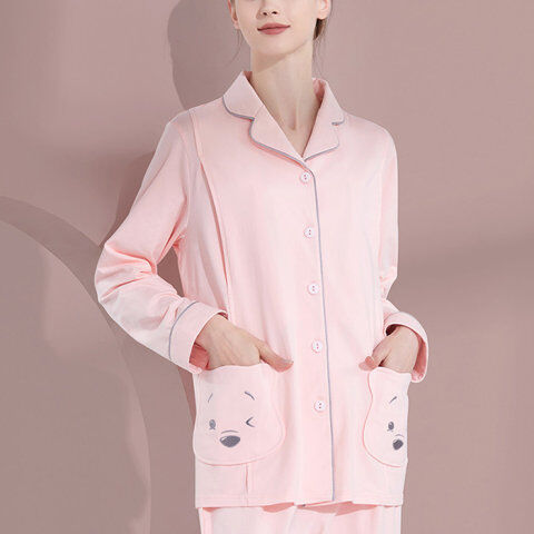 Lukalula Maternity Cotton Pajamas Cardigan Lapel Nursing Clothes Postpartum Homewear Suit