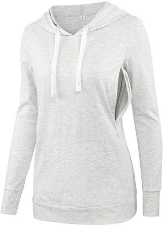 Lukalula Autumn And Winter Maternity Clothes Nursing Hooded Pocket Sweater Tops