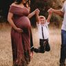 Lukalula Maternity Solid Color Photo Photography Long Dress