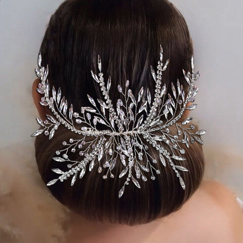 Lukalula Hair Accessories Rhinestone Wedding Dress Side Clip Jewelry