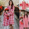 Lukalula Sweet Red Plaid Mom Girl Matching Dress and Romper