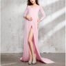 Lukalula Maternity Fashion Boatneck Long Sleeve Slit Dress