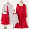 Lukalula Casual Striped Shirt and Red Dress Family Matching Outfits