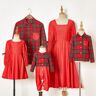 Lukalula Casual Plaid Shirt and Red Dress Family Matching Outfits