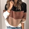 Lukalula Maternity Round Neck Knitted  Long-sleeved Striped Pullover Top Sweater