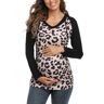 Lukalula Autumn Maternity Clothes Color Matching Hooded Long-sleeved Maternity Sweater Tops