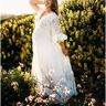 Lukalula Maternity White Lace Spelling Chiffon Ruffle Photoshoot Dress