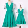 Lukalula Sweet Polka Dot Green Ruffled Mom Girl Matching Dress