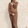 Lukalula Maternity V-neck Knitted Long Sleeve Maxi Dress