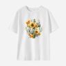 Lukalula Woman Cotton Stain Resistant Flowers Print Short Sleeve T-Shirt