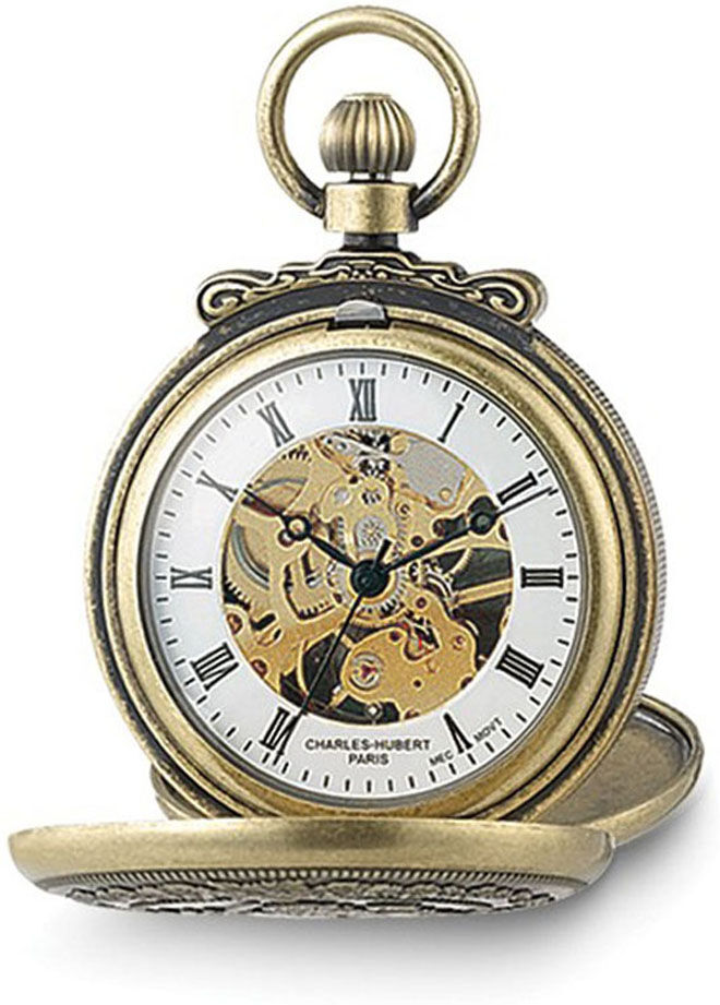 Charles-Hubert Paris Charles Hubert Antique Gold Finish Lion Crest Pocket Watch