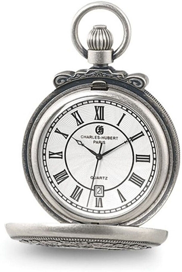 Charles-Hubert Paris Charles Hubert Antique Chrome Finish Steam Engine Pocket Watch