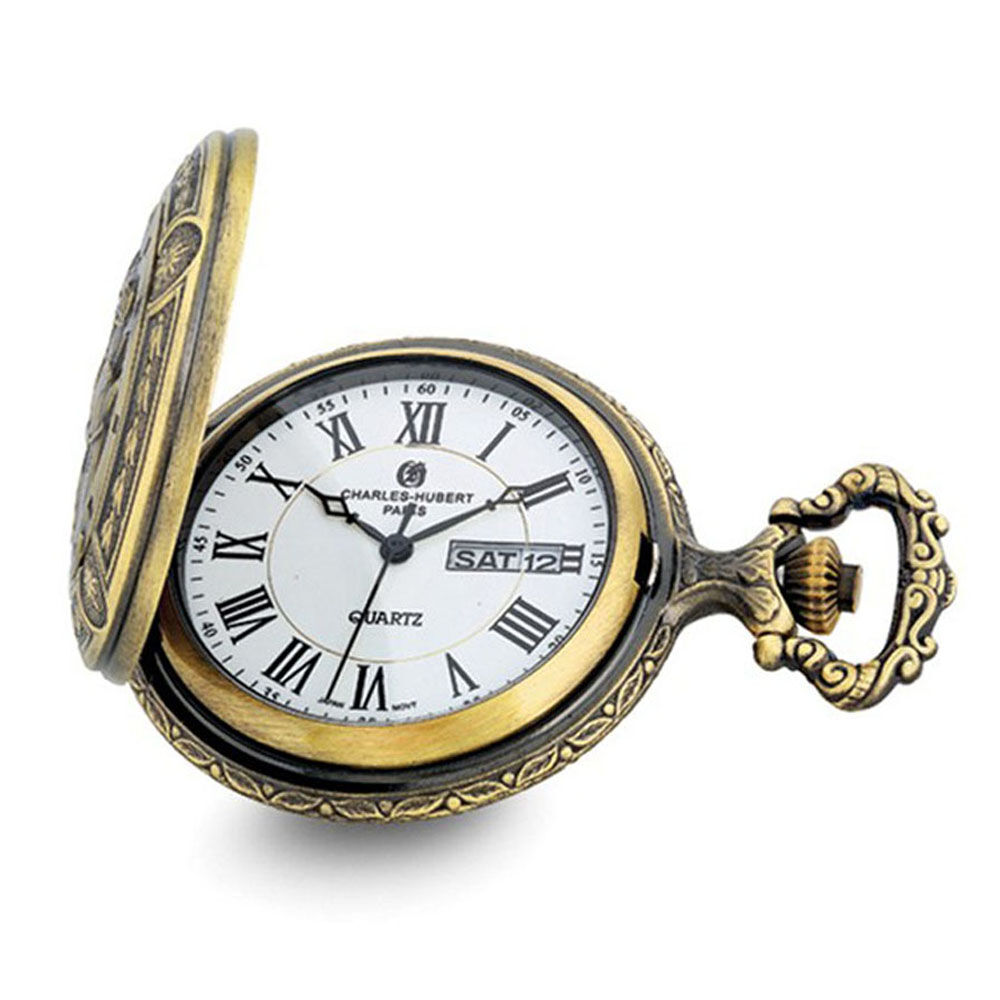 Charles-Hubert Paris Charles Hubert Antique Gold Finish Train Pocket Watch