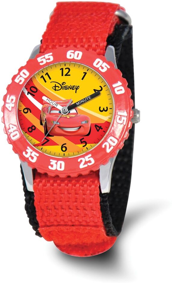 Disney Boys Cars Lightning McQueen Red Velcro Band Time Teacher Watch