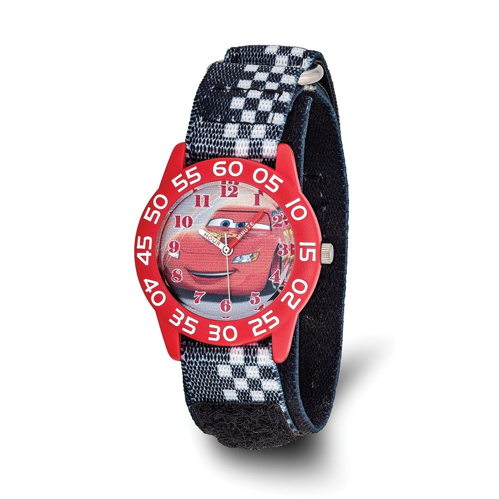 Disney Boys Lightning McQueen Acrylic Case Velcro Time Teacher Watch