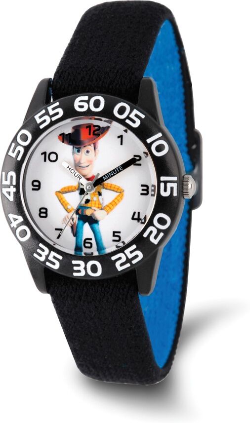 Disney Boys Toy Story Woody Black Stretch Band Time Teacher Watch