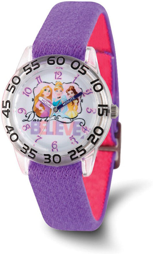 Disney Girls Princess Purple Stretch Band Time Teacher Watch