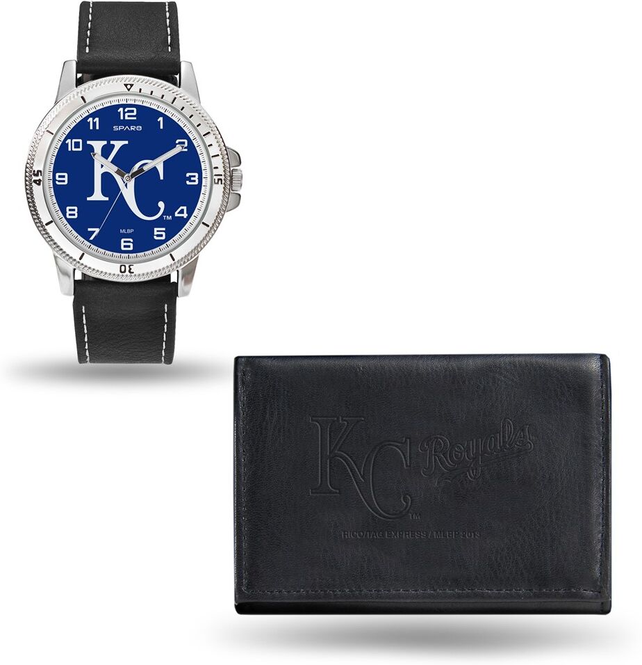 MLB Mens Kansas City Royals Black Leather Watch/Wallet Set