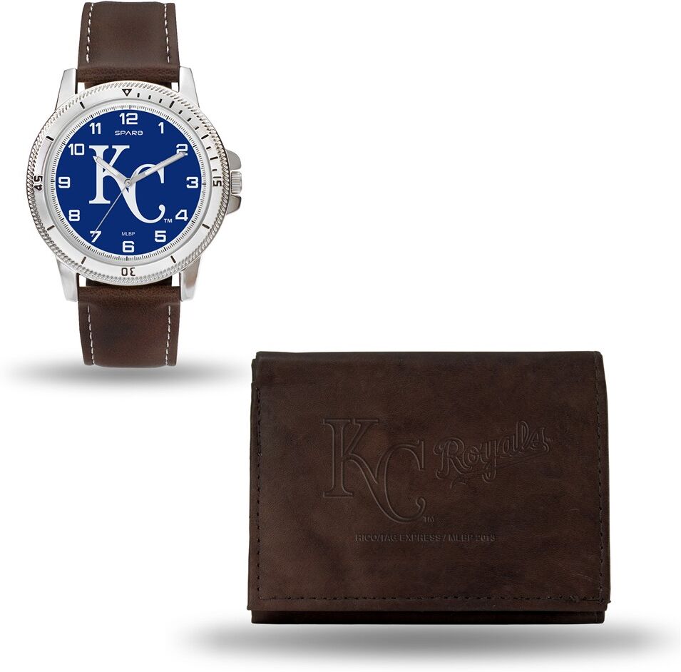 MLB Mens Kansas City Royals Brown Leather Watch/Wallet Set