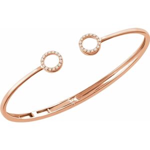 The Black Bow 14k Rose Gold 1/8 Ctw Diamond Circle Hinged Cuff Bracelet, 7 Inch