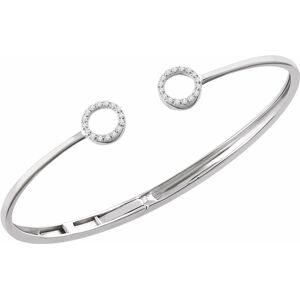 The Black Bow 14k White Gold 1/8 Ctw Diamond Circle Hinged Cuff Bracelet, 7 Inch