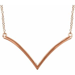 The Black Bow 14k Rose Gold Curved V Shaped Bar Necklace, 16-18 Inch