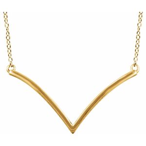 The Black Bow 14k Yellow Gold Curved V Shaped Bar Necklace, 16-18 Inch